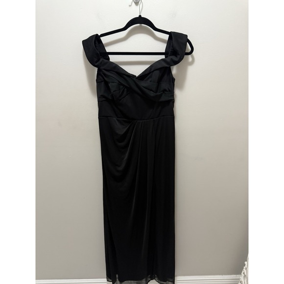 Azazie Black Off-Shoulder Formal Gown – Size A12 – Long Bridesmaid Dress - Picture 1 of 9